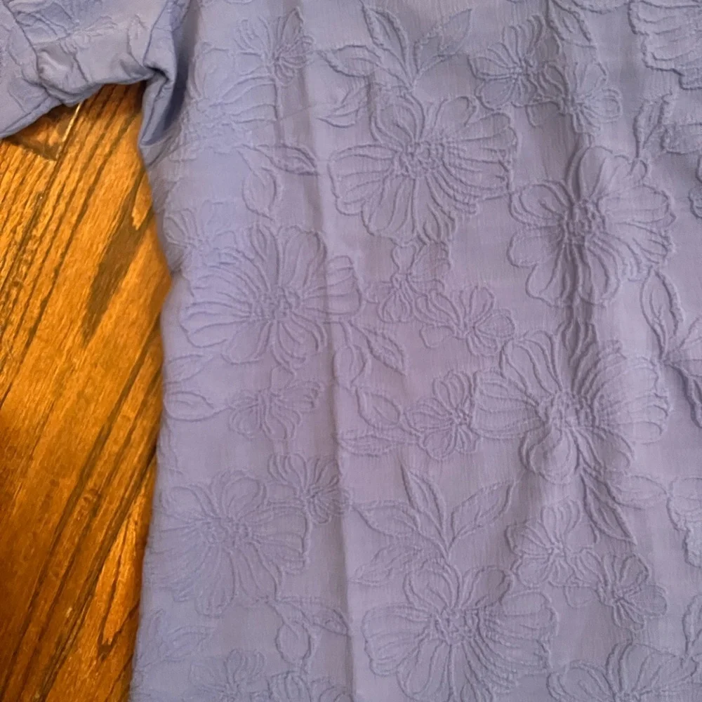 NWT Tommy Hilfiger Blue Dress with Floral jacquard embroidered puff sleeves - Picture 4 of 11